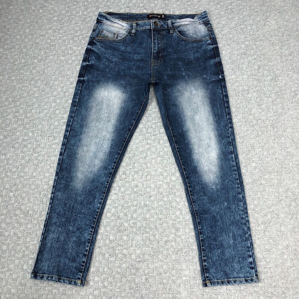 Southpole Jeans Mens 34x30 Blue Skinny Fit Acid Wash Denim Stretch Pants Casual